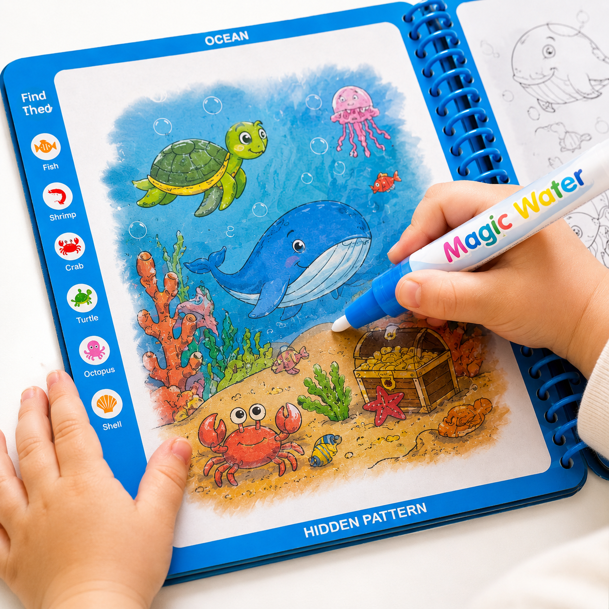 Magic Water Coloring Book Reusable Aqua Painting Books with Water Pen for Toddlers & Kids